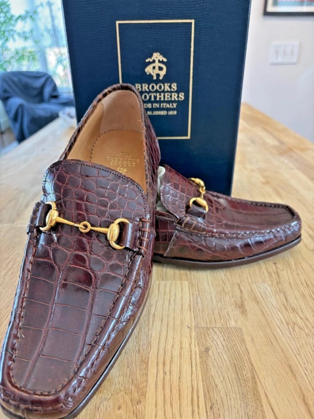 Brooks Brothers Special Edition Mens Genuine Alligator Shoes Loafers 9D NIB